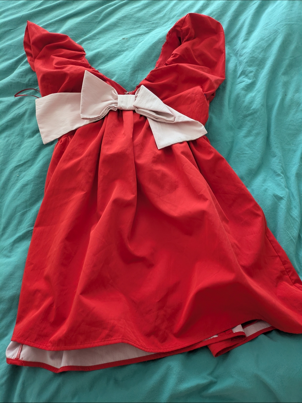 Vici "All Wrapped Up" Red Mini Dress with Pink Bow Accent Pleats Party Coquette - Picture 3 of 11